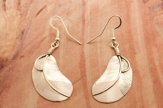 Sterling Silver Feather Native American Earrings